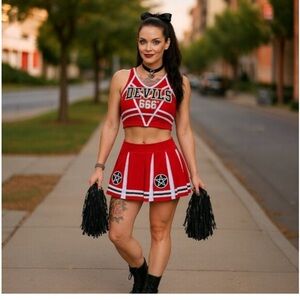 Dolls Kill Trickz N' Treatz Satan's Cheerleader Costume Set NEW